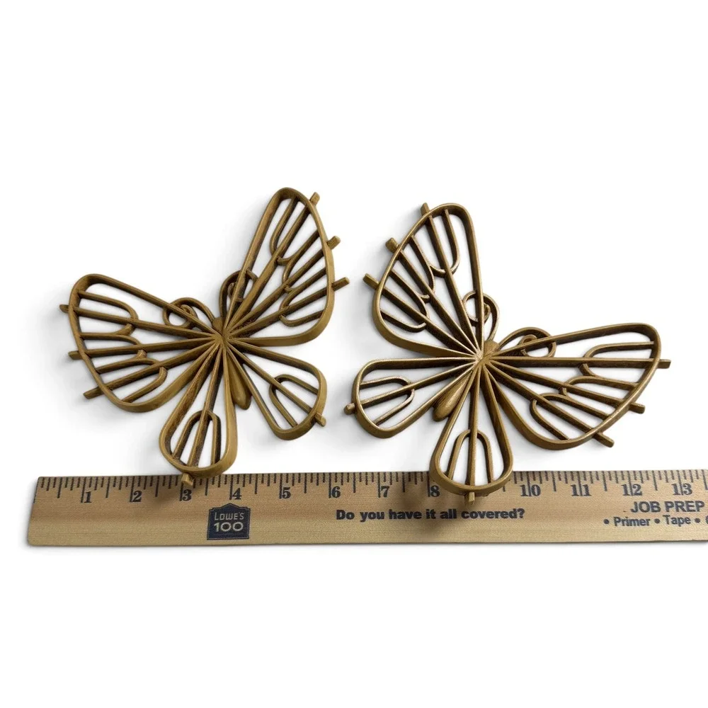 Vintage 1977 Burwood Products Gold Butterfly Wall Art Set of 2 MCM 2093-1